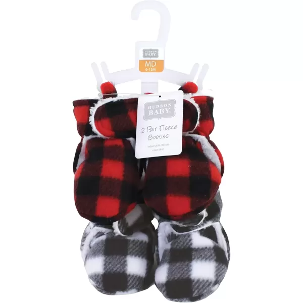 imageHudson Baby Unisex Baby Animal Fleece Booties 2PackRed Black White Plaid