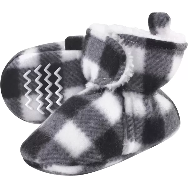 imageHudson Baby Unisex Baby Animal Fleece Booties 2PackRed Black White Plaid