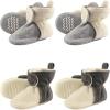 imageHudson Baby Fleece Toddler Slipper Booties with Non Skid Bottom 4 PackCream and Gray