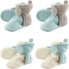 imageHudson Baby Fleece Toddler Slipper Booties with Non Skid Bottom 4 PackMint and Gray