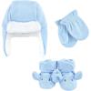imageHudson Baby Girls Trapper Hat Mitten and Bootie SetBlue Elephant