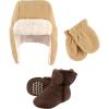 imageHudson Baby Winter Hat Mittens and Booties SetTan and Brown