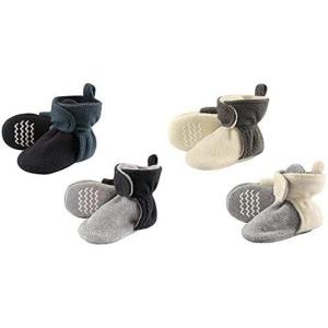 imageHudson Baby Cozy Fleece Booties 4PackBlue GrayCream Gray