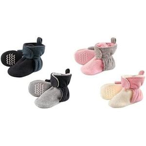 imageHudson Baby Cozy Fleece Booties 4PackBlue GrayLt Pink Cream