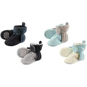 imageHudson Baby Cozy Fleece Booties 4PackBlue GrayMint Gray