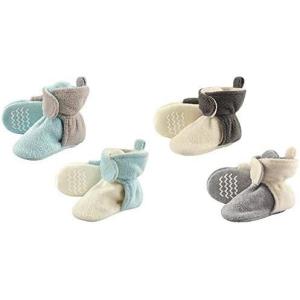 imageHudson Baby Cozy Fleece Booties 4PackMint GrayCream Gray