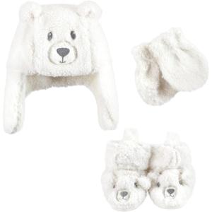imageHudson Baby Girls Trapper Hat Mitten and Bootie SetCream Bear