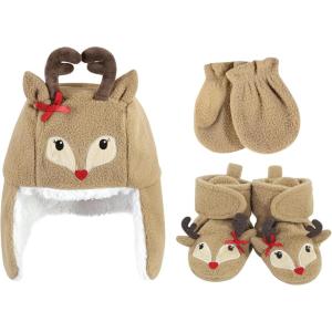 imageHudson Baby Girls Trapper Hat Mitten and Bootie SetGirl Reindeer