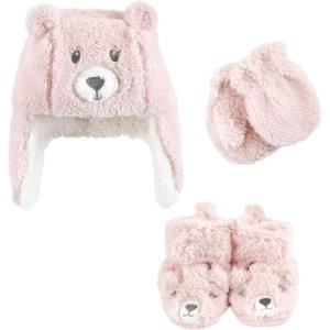 imageHudson Baby Girls Trapper Hat Mitten and Bootie SetPink Bear