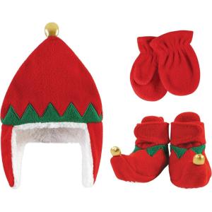 imageHudson Baby Girls Trapper Hat Mitten and Bootie SetRed Elf