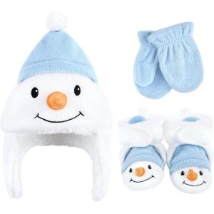 imageHudson Baby Girls Trapper Hat Mitten and Bootie SetSnowman