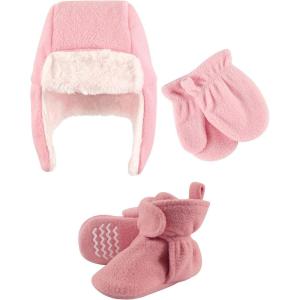 imageHudson Baby Winter Hat Mittens and Booties SetBaby Pink