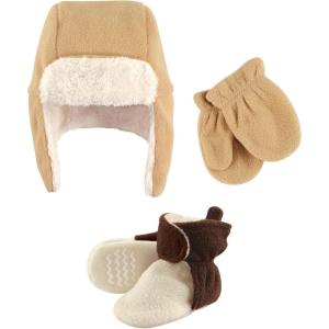 imageHudson Baby Winter Hat Mittens and Booties SetCream and Brown