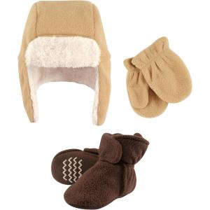 imageHudson Baby Winter Hat Mittens and Booties SetTan and Brown