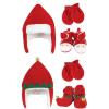 imageHudson Baby Girls 12Pc Cotton Headband and Scratch Mitten SetSanta Red Elf