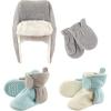 imageHudson Baby Winter Hat Mittens and 2 Pack Booties SetMint Gray