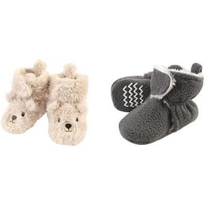 imageHudson Baby Cozy Fleece and Sherpa Booties 2PackBearCharcoal