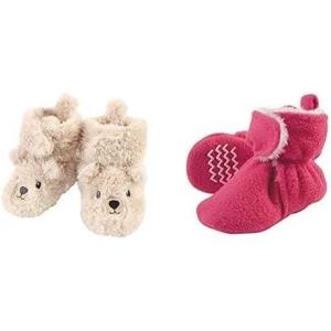 imageHudson Baby Cozy Fleece and Sherpa Booties 2PackBearDark Pink