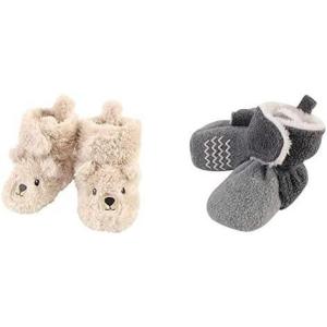 imageHudson Baby Cozy Fleece and Sherpa Booties 2PackBearHeather Charcoal Heather Gray