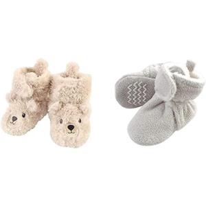 imageHudson Baby Cozy Fleece and Sherpa Booties 2PackBearLight Gray