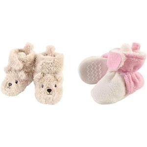 imageHudson Baby Cozy Fleece and Sherpa Booties 2PackBearLight Pink Cream