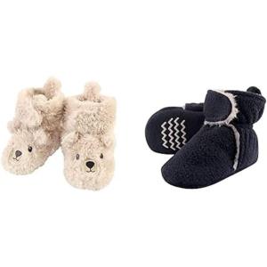 imageHudson Baby Cozy Fleece and Sherpa Booties 2PackBearNavy