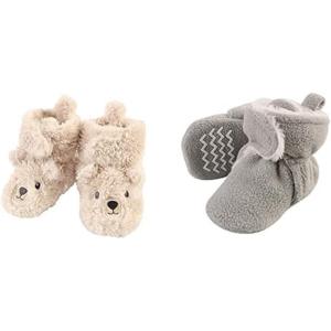 imageHudson Baby Cozy Fleece and Sherpa Booties 2PackBearNeutral Gray