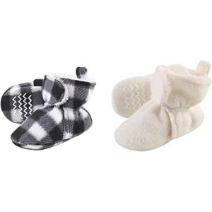 imageHudson Baby Cozy Fleece and Sherpa Booties 2PackBlack White PlaidCream
