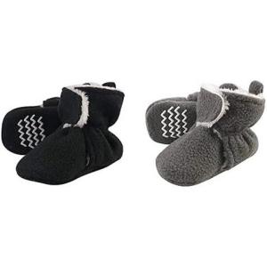 imageHudson Baby Cozy Fleece and Sherpa Booties 2PackBlackCharcoal
