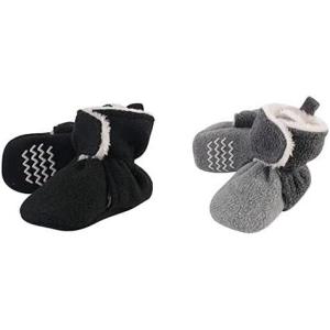imageHudson Baby Cozy Fleece and Sherpa Booties 2PackBlackHeather Charcoal Heather Gray