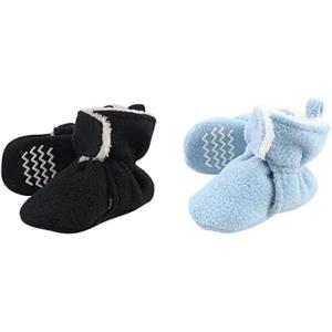 imageHudson Baby Cozy Fleece and Sherpa Booties 2PackBlackLight Blue