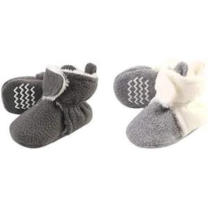 imageHudson Baby Cozy Fleece and Sherpa Booties 2PackCharcoalCream Heather Gray