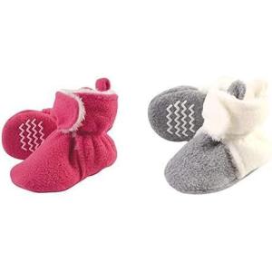 imageHudson Baby Cozy Fleece and Sherpa Booties 2PackDark PinkCream Heather Gray