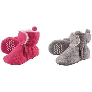 imageHudson Baby Cozy Fleece and Sherpa Booties 2PackDark PinkHeather Gray