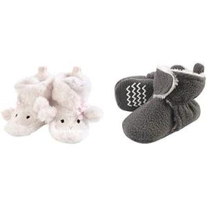 imageHudson Baby Cozy Fleece and Sherpa Booties 2PackGirl LambCharcoal