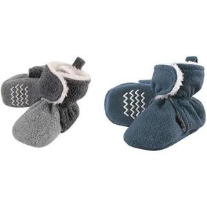 imageHudson Baby Cozy Fleece and Sherpa Booties 2PackHeather Charcoal Heather GrayCoronet Blue