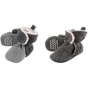 imageHudson Baby Cozy Fleece and Sherpa Booties 2PackHeather Charcoal Heather GrayHeather Charcoal