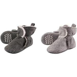 imageHudson Baby Cozy Fleece and Sherpa Booties 2PackHeather CharcoalHeather Gray