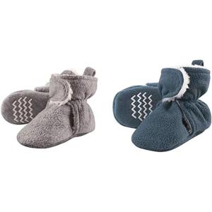 imageHudson Baby Cozy Fleece and Sherpa Booties 2PackHeather GrayCoronet Blue