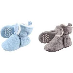 imageHudson Baby Cozy Fleece and Sherpa Booties 2PackLight BlueHeather Gray