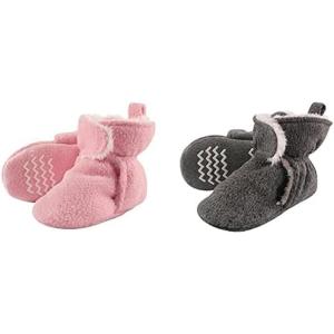 imageHudson Baby Cozy Fleece and Sherpa Booties 2PackLight PinkHeather Charcoal