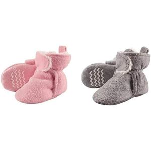 imageHudson Baby Cozy Fleece and Sherpa Booties 2PackLight PinkHeather Gray