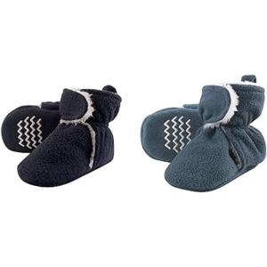 imageHudson Baby Cozy Fleece and Sherpa Booties 2PackNavyCoronet Blue