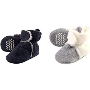imageHudson Baby Cozy Fleece and Sherpa Booties 2PackNavyCream Heather Gray