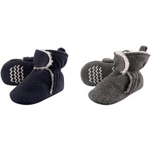 imageHudson Baby Cozy Fleece and Sherpa Booties 2PackNavyHeather Charcoal