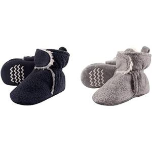 imageHudson Baby Cozy Fleece and Sherpa Booties 2PackNavyHeather Gray