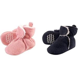 imageHudson Baby Cozy Fleece and Sherpa Booties 2PackStrawberry PinkNavy