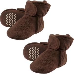 imageHudson Baby Cozy Warm Toddler Slipper Booties with Non Skid BottomBrown Fleece