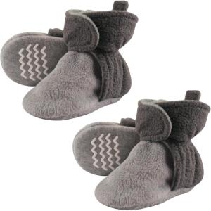 imageHudson Baby Cozy Warm Toddler Slipper Booties with Non Skid BottomCharcoal and Gray Fleece