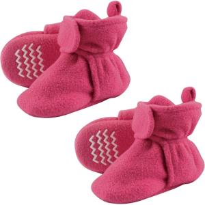 imageHudson Baby Cozy Warm Toddler Slipper Booties with Non Skid BottomDark Pink Fleece